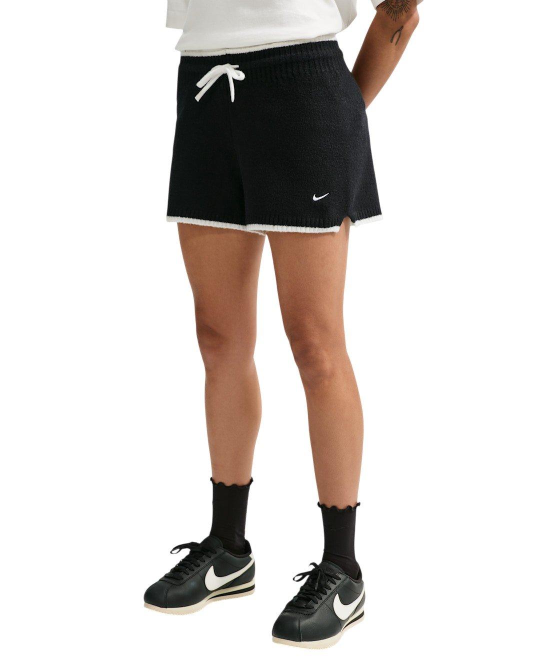 Nike Women's Sportswear Chill Knit Mid-Rise Shorts - Black/White - BLACK/WHITE